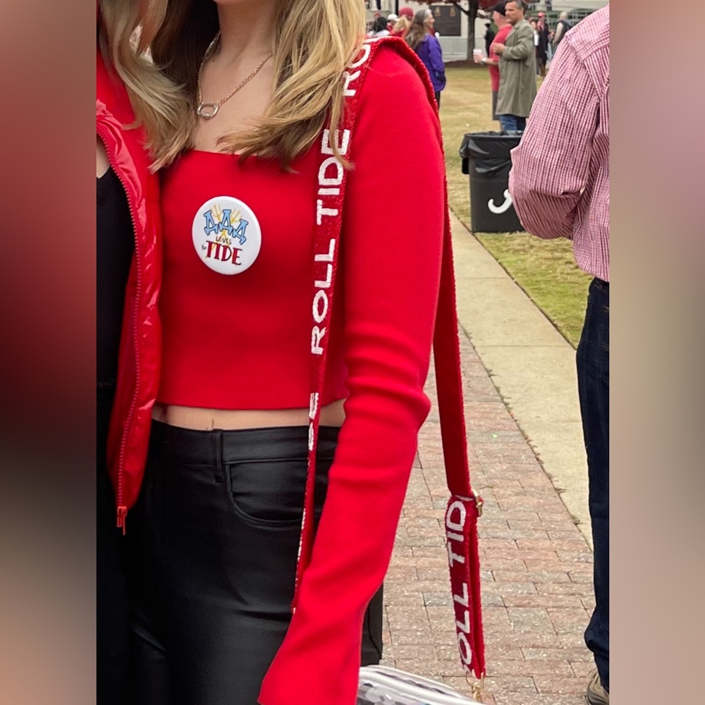 Red Long Sleeve Crop Top